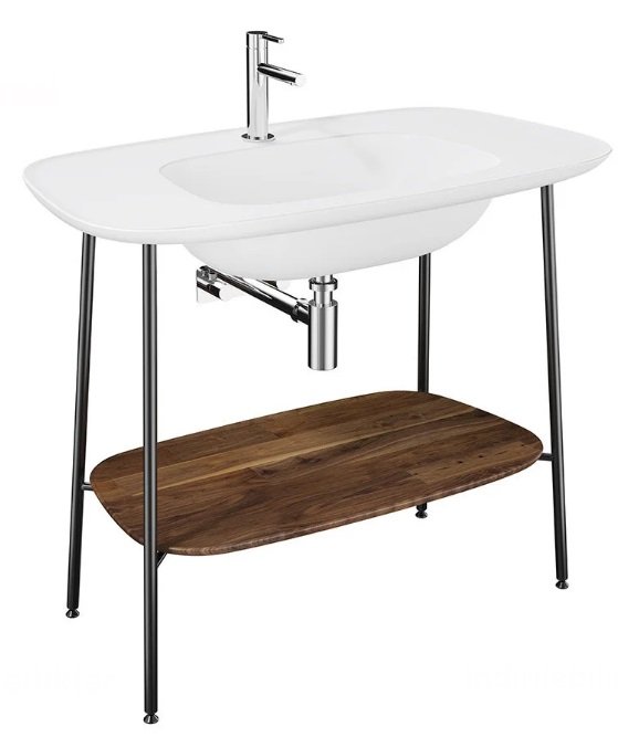 Vitra Plural 64045 Lavabo Ünitesi 100 Cm, Mat Beyaz Lavabolu Koyu Meşe.